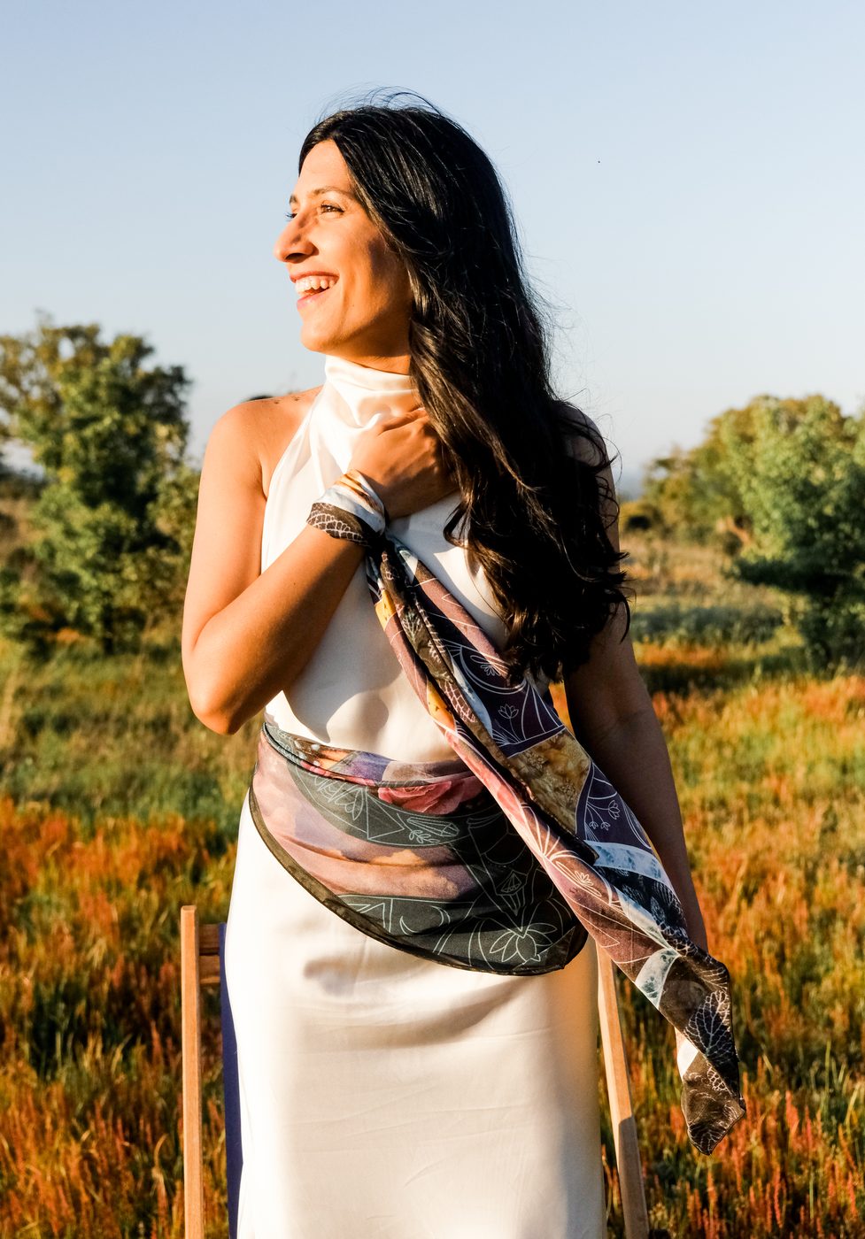 Portrait of Salima outdoors at golden hour